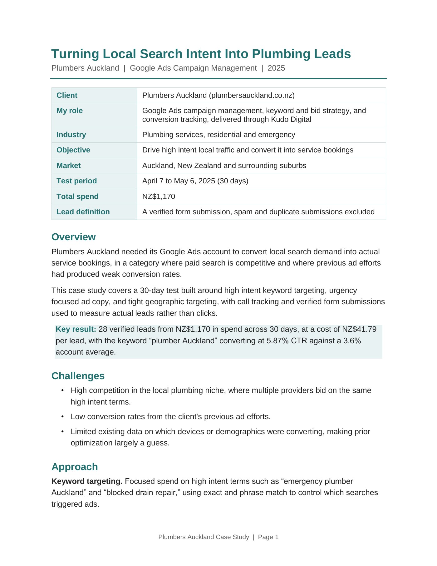 Plumbers Auckland case study cover